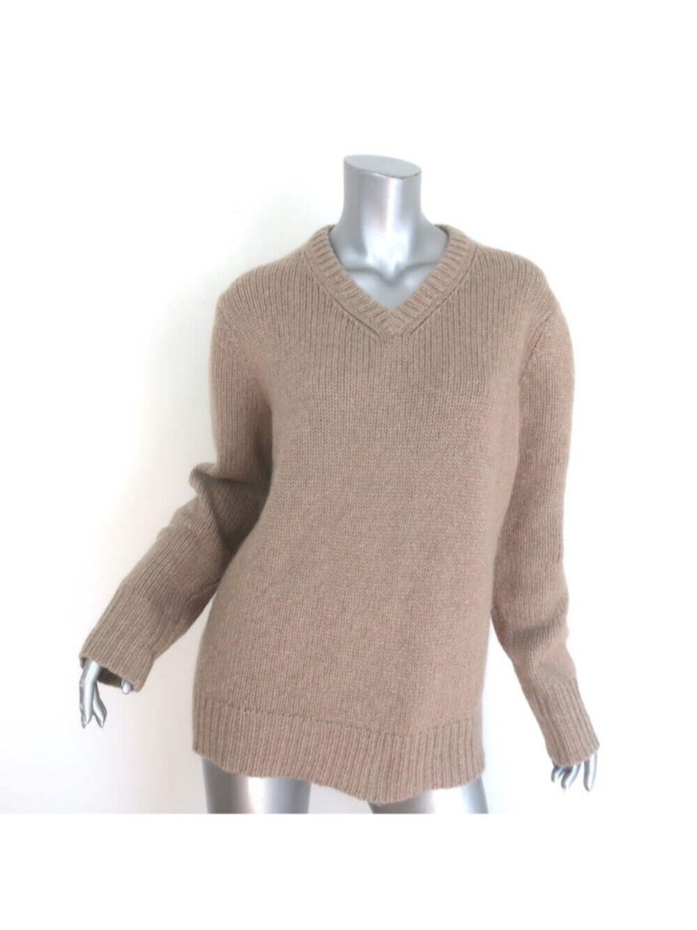 Jenni Kayne Kate Cashmere Oversized V-Neck Sweater Camel Size Extra Small